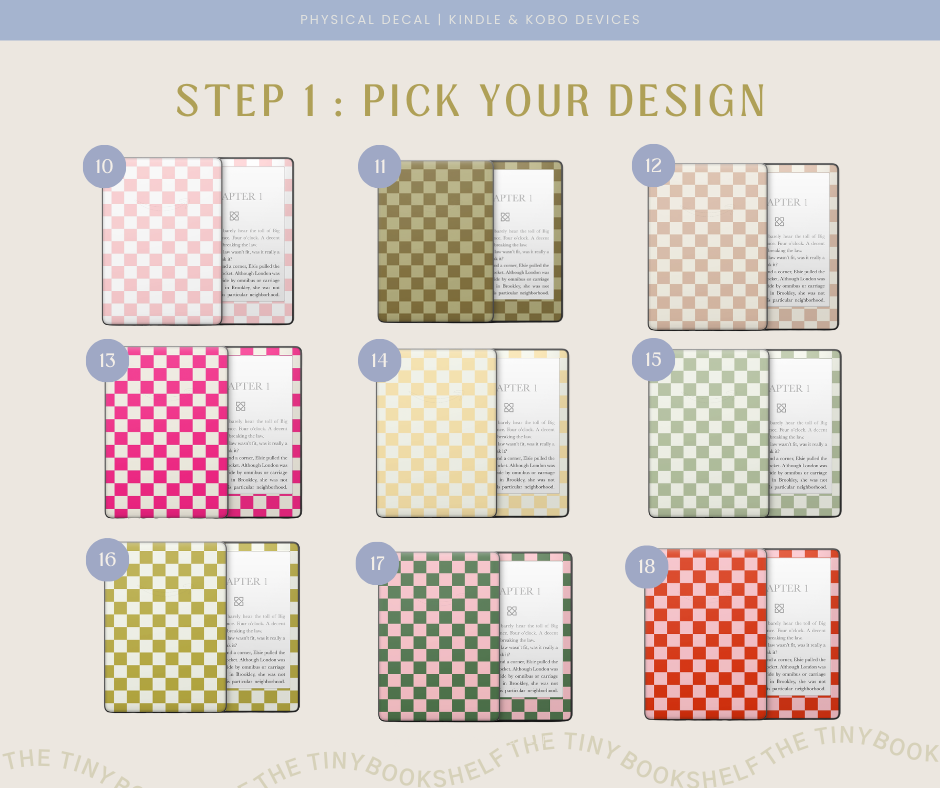 Physical Kindle & Kobo Decals | Checkered Designs