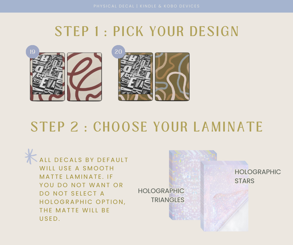 Physical Kindle & Kobo Decals | Multi Designs