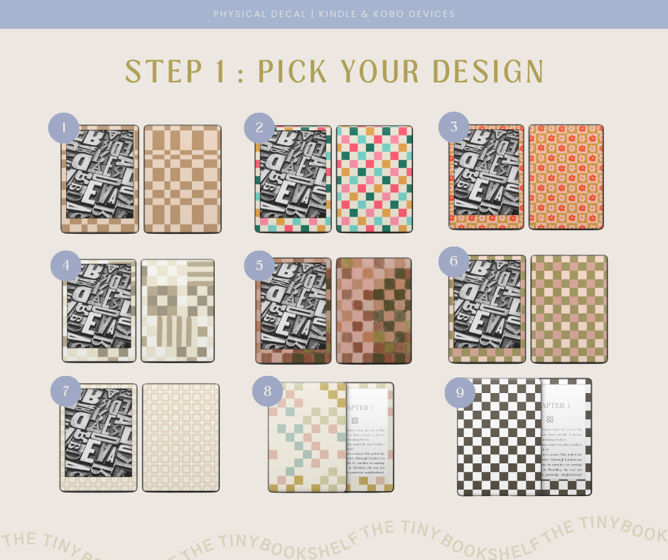 Physical Kindle & Kobo Decals | Checkered Designs