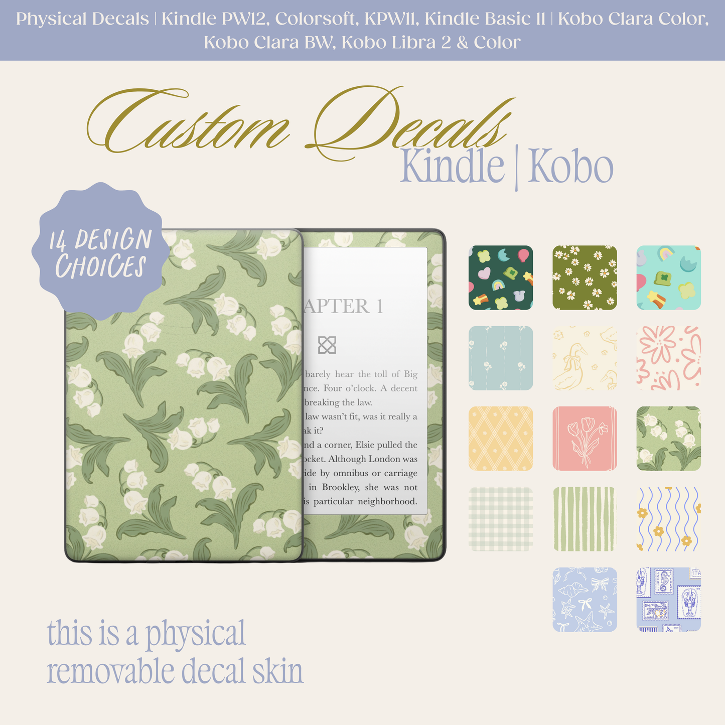 Physical Kindle & Kobo Decals | Fresh Spring Designs | Italian Spring