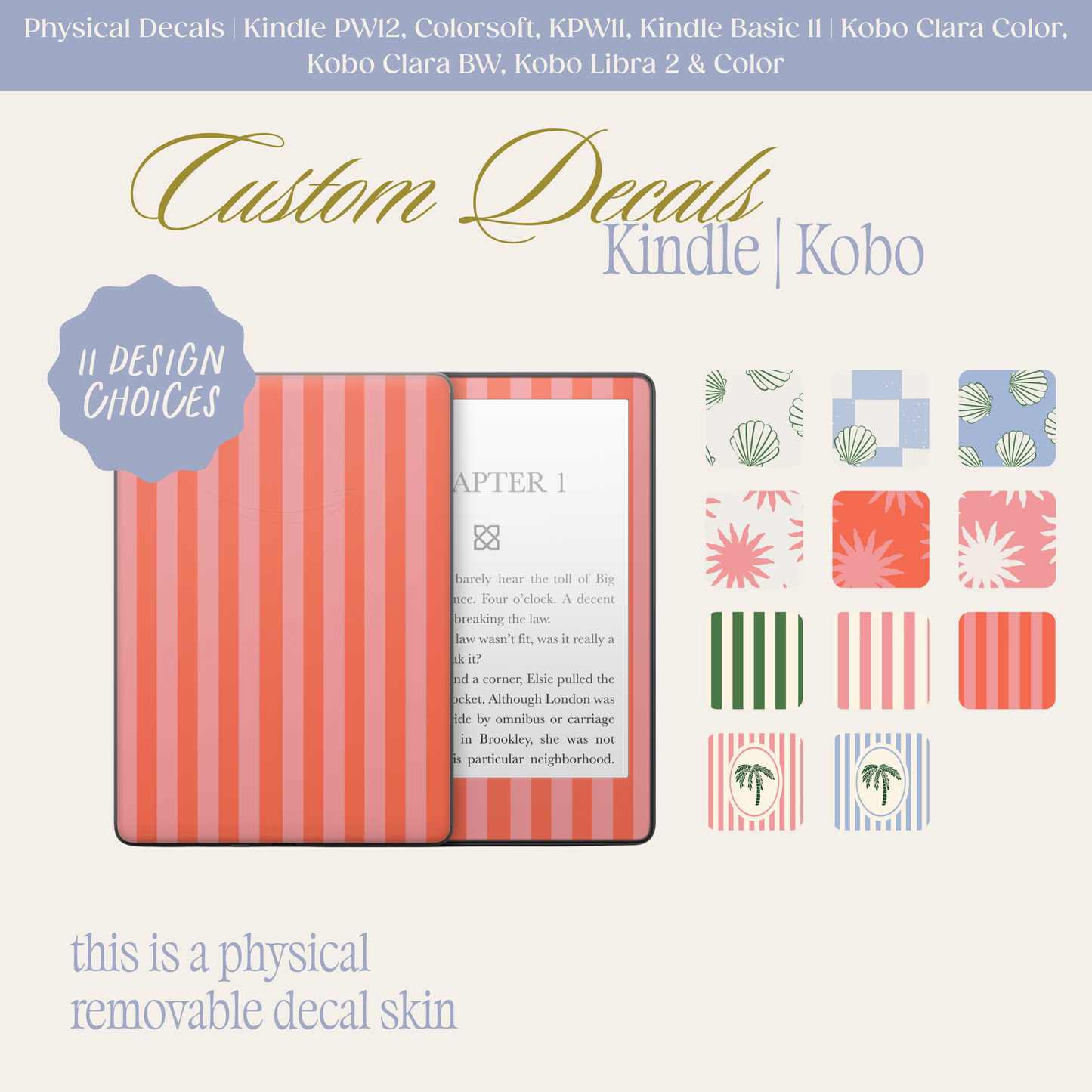 Physical Kindle & Kobo Decals | Resort Designs
