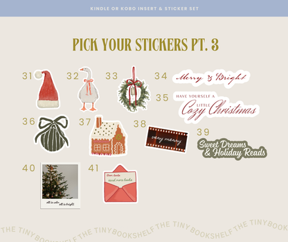 Holiday Traditions Kindle | Kobo Insert Card & Sticker BUNDLE