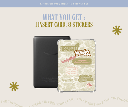 Kindle | Kobo Insert Card & Sticker SET | Bookish Gift | Kindle Stickers | Bookish Stickers