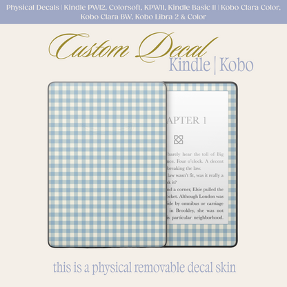 Blueberry Gingham | Physical Kindle & Kobo Decals