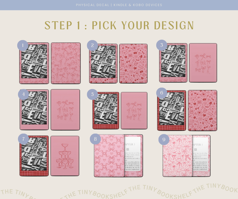 Physical Kindle & Kobo Decals | Valentines Heart Designs