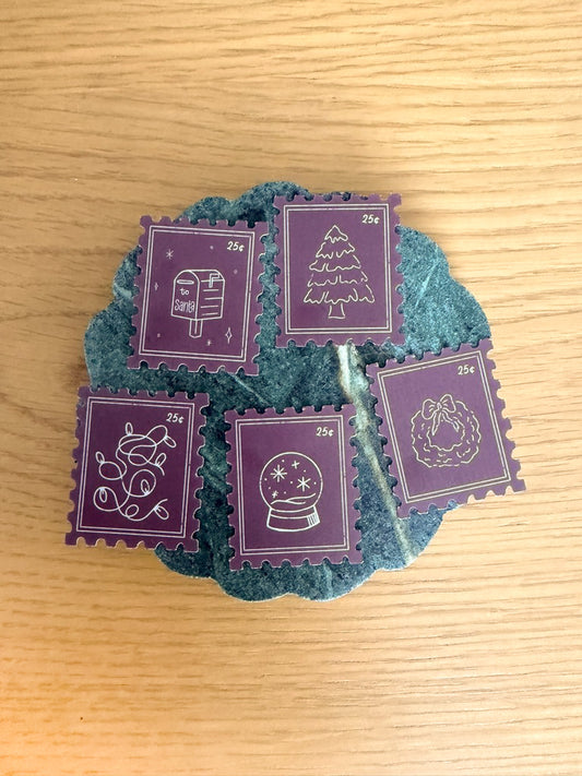 Holiday Postage Stamp Stickers