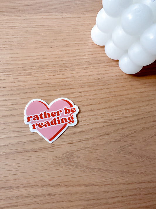 Rather Be Reading Heart Sticker