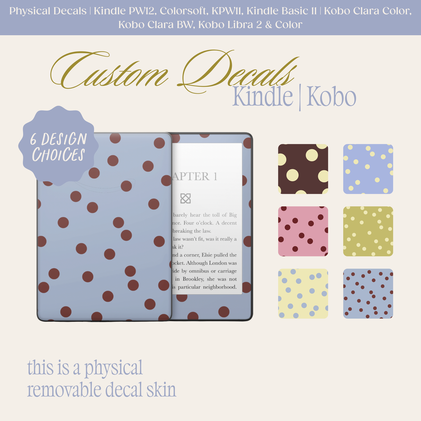 Physical Kindle & Kobo Decals | Spotted Collection
