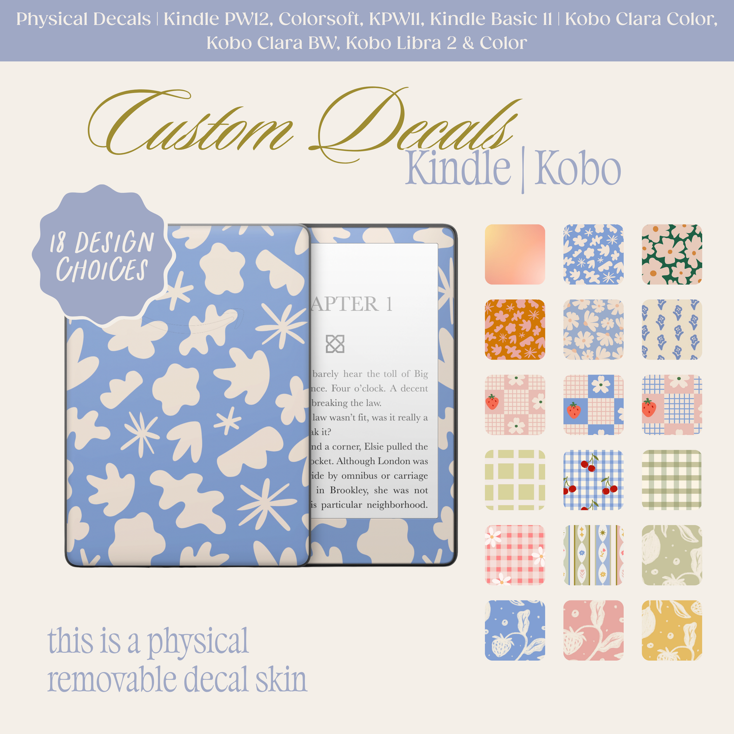 Physical Kindle & Kobo Decals | Spring Designs